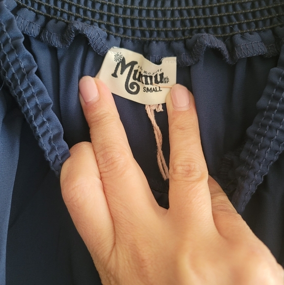 Show Me Your Mumu, Hacienda Maxi Dress,Rich Navy Crisp, Size Small -NWT - Picture 9 of 12